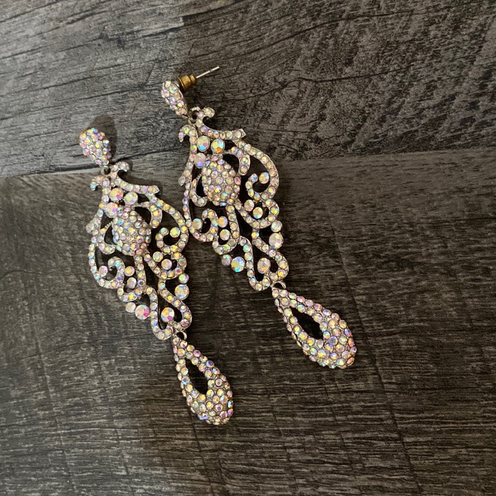 Silver pageant earrings